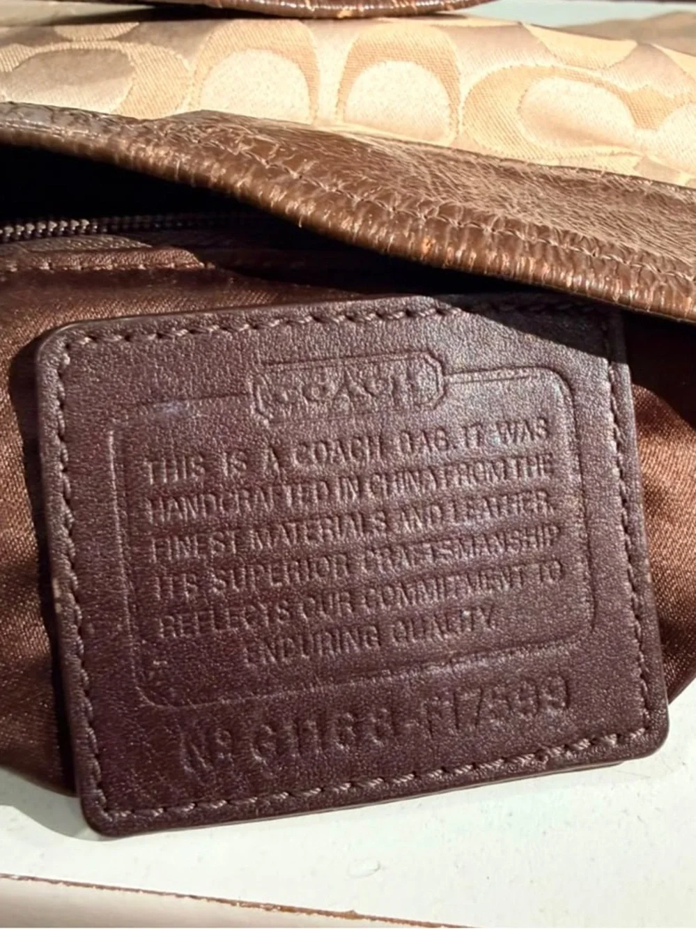 Coach Ashley Signature Jacquard Pleated Leather Canvas Brown Tan Shoulder Bag